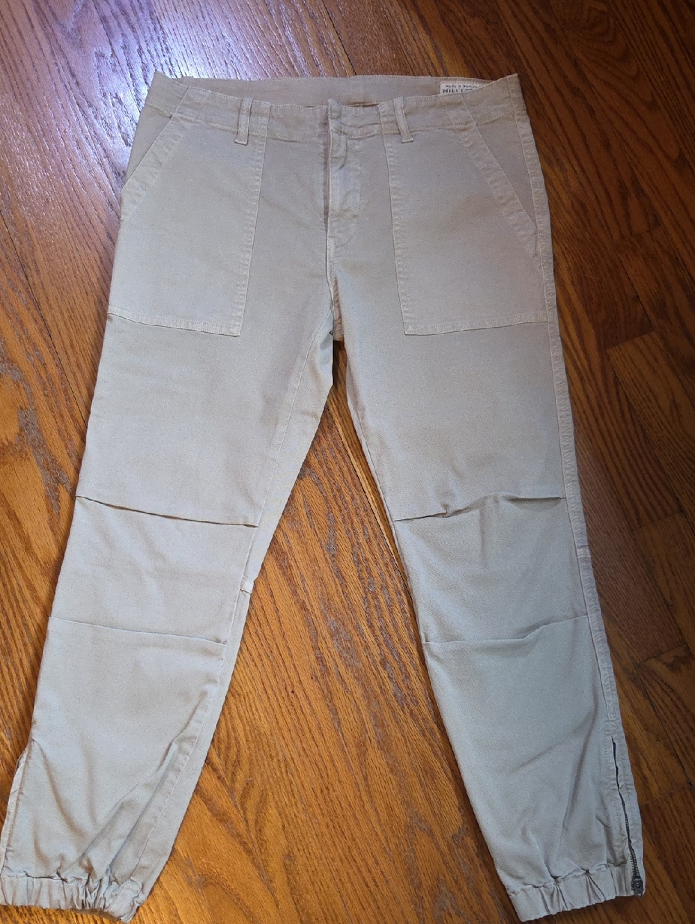 Nili Lotan Beige/Tan Cargo Pants with Elastic Hem